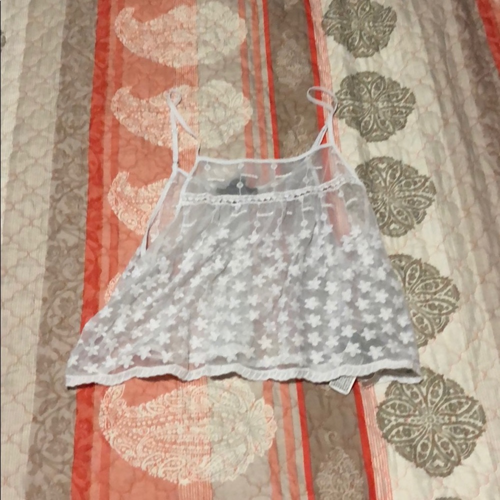 White Sheer Flowery Beach Tank